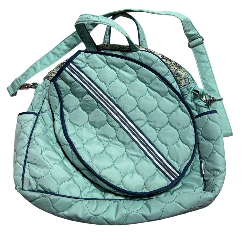 Cinda B. Tennis Tote Purely Peacock Quilted Crossbody Adjustable Sports